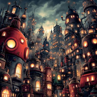 Tidegothic style, Midjourney V7: megacity with futuristic bioarchitecture