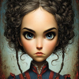 Tidegothic style, Midjourney V7: photographic portrait of female protagonist