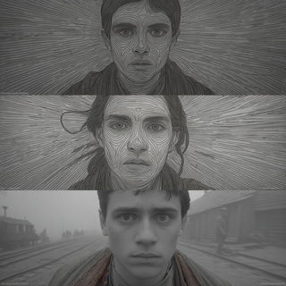 Rotocel Hinterland style, Midjourney V7: black-and-white manga comic strip