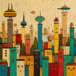 Crackform style, Midjourney V7: megacity with futuristic bioarchitecture