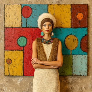 Crackform style, Midjourney V7: haute-couture fashion outfit