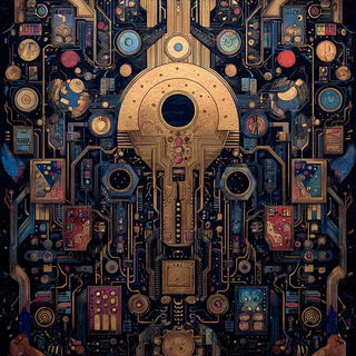 Aureochrome style, Midjourney V7: technical infrastructure blueprint schematics