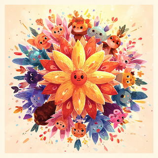 Bloomtale style, Midjourney V7: creative pattern composition