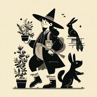 Oculofolia style, Midjourney V7: retro fairy-tale illustration
