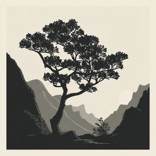 Oculofolia style, Midjourney V7: realistic landscape photograph of quiet dawn
