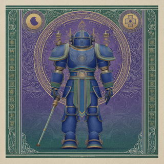 Migratory Chromarchivism style, Midjourney V7: concept art character design of retropunk steam knight