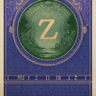 Migratory Chromarchivism style, Midjourney V7: typographic composition with large letters