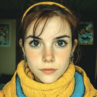 Inkcoast Aerofauna style, Midjourney V7: photographic portrait of female protagonist