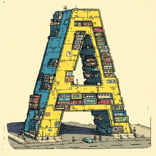 Inkcoast Aerofauna style, Midjourney V7: typographic composition with large letters
