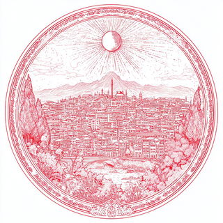 Crimson Folio style, Midjourney V7: bold minimalist logo design for Istanbul city municipal services