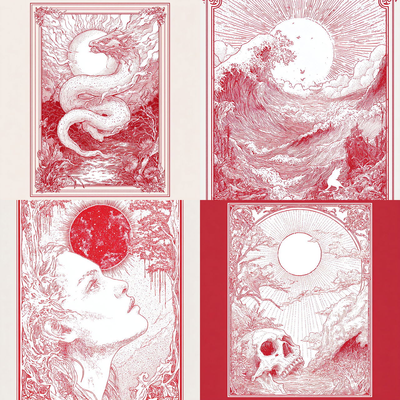 Crimson Folio style, Midjourney V7, render 1 of 4