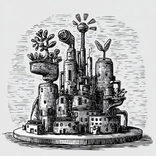 Hatchcliff style, Midjourney V7: megacity with futuristic bioarchitecture