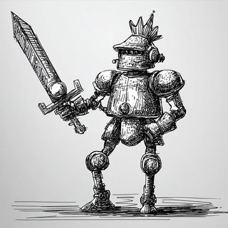 Hatchcliff style, Midjourney V7: concept art character design of retropunk steam knight