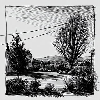 Hatchcliff style, Midjourney V7: realistic landscape photograph of quiet dawn