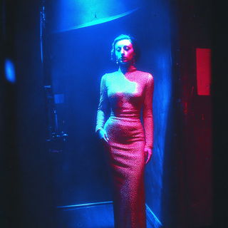 Neon Slipglaze style, Midjourney V7: haute-couture fashion outfit
