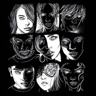 Mycocelestial Engraving style, Midjourney V7: black-and-white manga comic strip