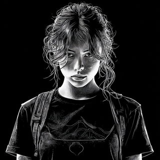 Mycocelestial Engraving style, Midjourney V7: photographic portrait of female protagonist
