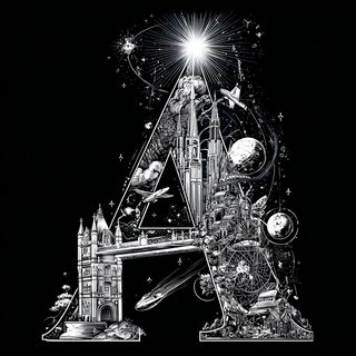 Mycocelestial Engraving style, Midjourney V7: typographic composition with large letters
