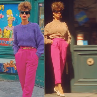 Sirocco Magentafront style, Midjourney V7: haute-couture fashion outfit
