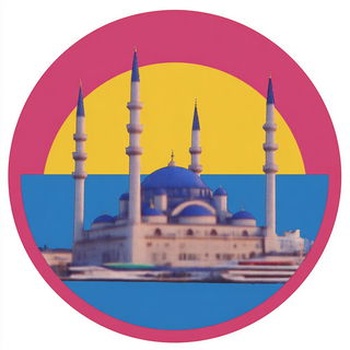 Sirocco Magentafront style, Midjourney V7: bold minimalist logo design for Istanbul city municipal services