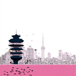 Mechanoink style, Midjourney V7: megacity with futuristic bioarchitecture