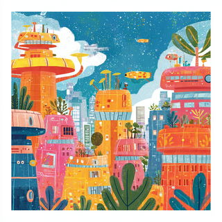 Featherburst style, Midjourney V7: megacity with futuristic bioarchitecture