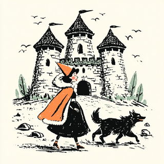 Frostscratch Mythocomics style, Midjourney V7: retro fairy-tale illustration