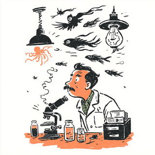 Frostscratch Mythocomics style, Midjourney V7: editorial illustration for popular scientific magazine cover