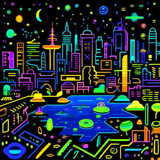 Iconocircuit style, Midjourney V7: megacity with futuristic bioarchitecture