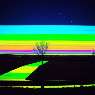 Iconocircuit style, Midjourney V7: realistic landscape photograph of quiet dawn