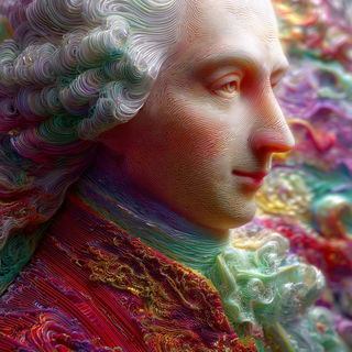 Ribboneer style, Midjourney V7: classical 18th-century oil painting