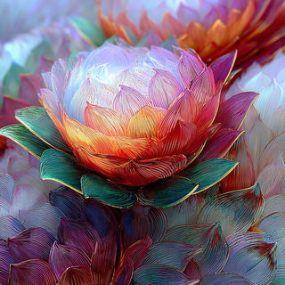 Ribboneer style, Midjourney V7: creative pattern composition