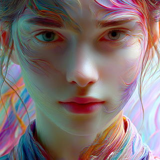 Ribboneer style, Midjourney V7: photographic portrait of female protagonist