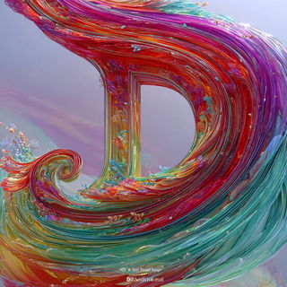 Ribboneer style, Midjourney V7: typographic composition with large letters