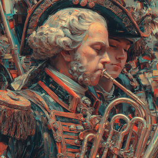 Coralicon style, Midjourney V7: classical 18th-century oil painting