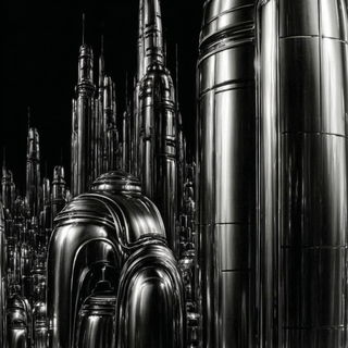 Voidchrome style, Midjourney V7: megacity with futuristic bioarchitecture