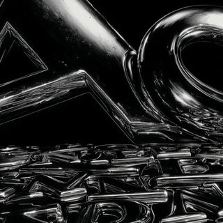 Voidchrome style, Midjourney V7: typographic composition with large letters