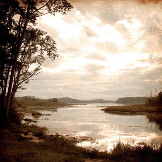 Velvetice style, Midjourney V7: realistic landscape photograph of quiet dawn