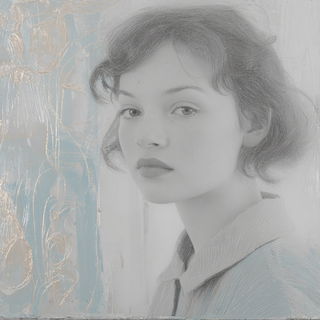 Sumiello style, Midjourney V7: photographic portrait of female protagonist