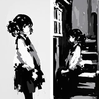Mistcartouche style, Midjourney V7: black-and-white manga comic strip
