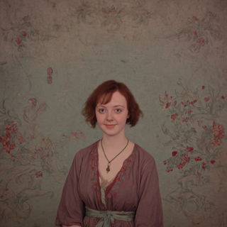 Mistcartouche style, Midjourney V7: photographic portrait of female protagonist