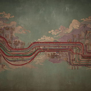 Mistcartouche style, Midjourney V7: technical infrastructure blueprint schematics