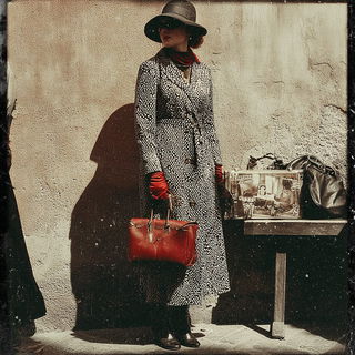 Sepulchral Film Montage style, Midjourney V7: haute-couture fashion outfit