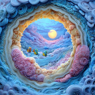 Shellbark Folklore style, Midjourney V7: abstract 3D render