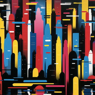 Chromapercussive style, Midjourney V7: megacity with futuristic bioarchitecture