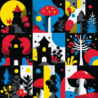 Chromapercussive style, Midjourney V7: retro fairy-tale illustration