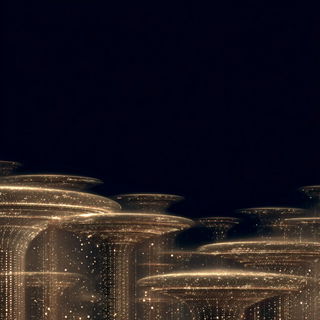 Orbric Haloism style, Midjourney V7: megacity with futuristic bioarchitecture