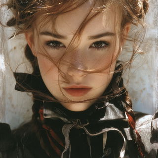 Smoldering Contact Sheet style, Midjourney V7: photographic portrait of female protagonist