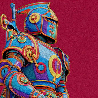 Mandala Cartogram style, Midjourney V7: concept art character design of retropunk steam knight
