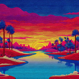 Mandala Cartogram style, Midjourney V7: realistic landscape photograph of quiet dawn